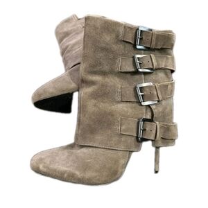 Guess by Marciano Womens Suede Gray Tan PMDAYLEE Buckle Ankle Boots 7